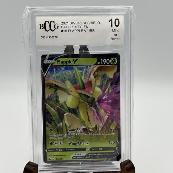 2021 POKEMON Sword And Shield Battle Styles #18 FLAPPLE V URR MINT Grade 10 - Picture 1 of 2